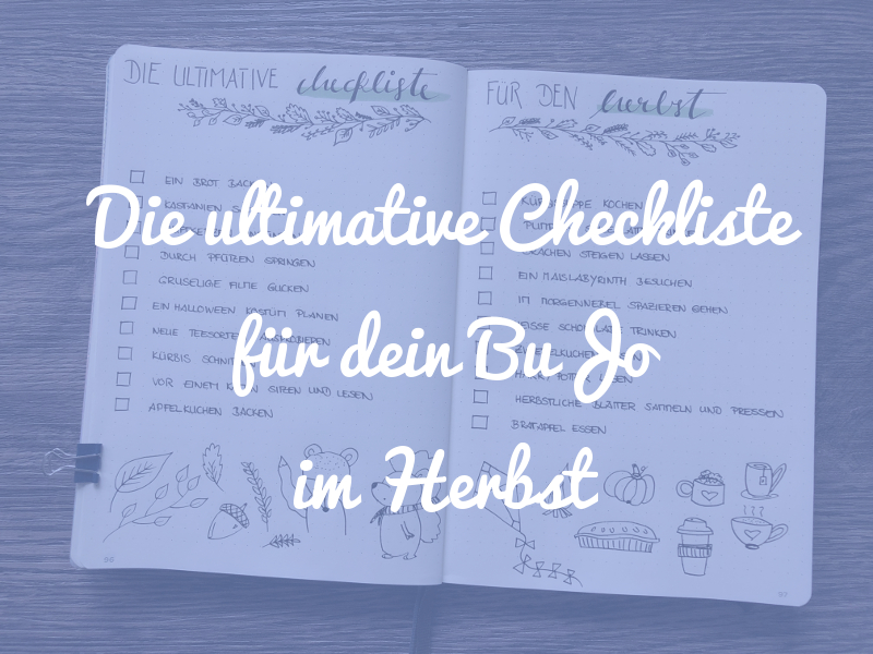 Herbst-Checkliste im Bullet Journal als Doppelseite mit gezeichneten Herbst-Doodles